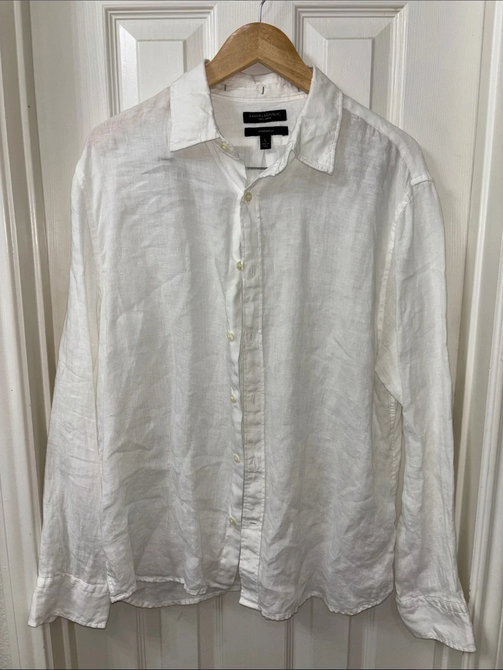 Banana Republic White Linen Button-Down Shirt